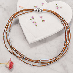 Beaded Leather Choker or Wrap Bracelet Image 1