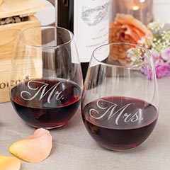 Happy Couple Etched Wine Glasses Image 1
