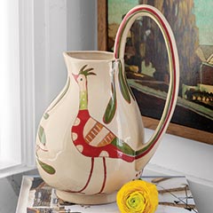Hand Painted Yardbird Pitcher Image 1