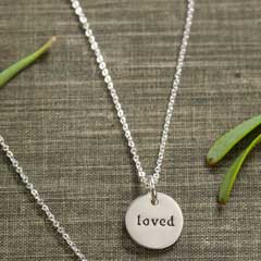 "Loved" Silver Circle Necklace Image 1