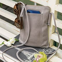 Grey Leather Crossbody Bag Image 1