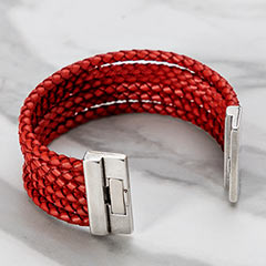 Red Leather Wrap Bracelet Image 3