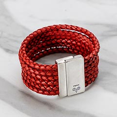 Red Leather Wrap Bracelet Image 4