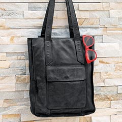 Charcoal Leather Tote Image 1