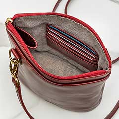 Crimson Leather Crossbody Bag Image 2