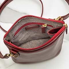 Crimson Leather Crossbody Bag Image 3