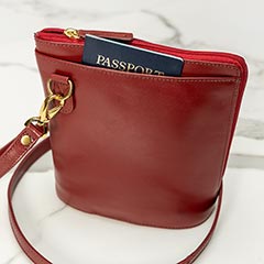 Crimson Leather Crossbody Bag Image 4