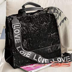 Noir Crushed Velvet Tote Image 1