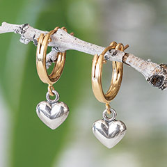 Gold & Silver Heart Earrings Image 1