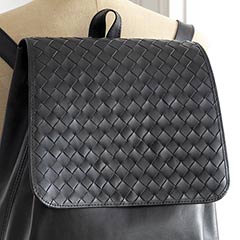 Artisan Woven Leather Backpack Image 3