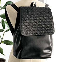 Artisan Woven Leather Backpack Image 1