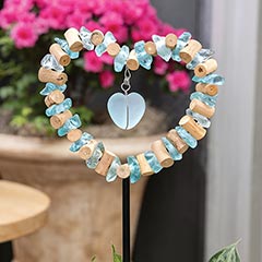 Sea Glass & Heart Garden Stake Image 1