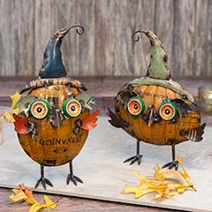 Artisan Metal Owl Sculptures Image 2