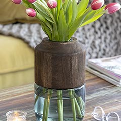 Contemporary Wood & Glass Vase Image 2