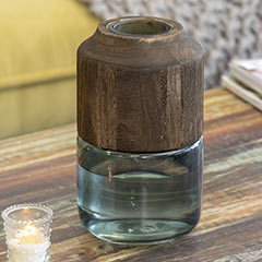 Contemporary Wood & Glass Vase Image 3
