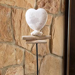 Travertine Heart Garden Stake Image 2