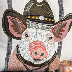 Cowboy Pig Pillow Image 2