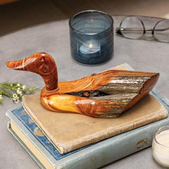 Artisan Carved Wood Duck Image 1