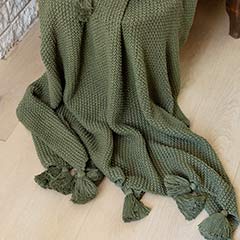 Evergreen Tasseled Knit Throw Image 2