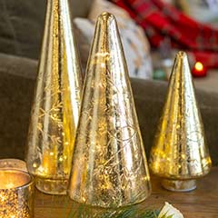 Gilt Snowflake Lit Trees Image 2