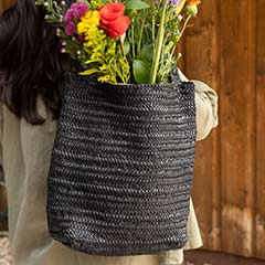 Black Woven Leather Tote Image 2