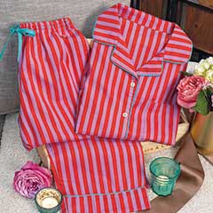 Radiant Rouge Striped Pajamas Image 1