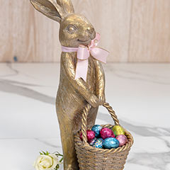 Gilt Bunny Statue & Chocolate Eggs Image 2