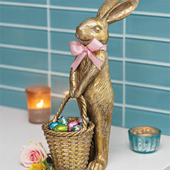 Gilt Bunny Statue & Chocolate Eggs Image 1