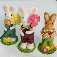 Felted Garden Bunny Trio Image 2