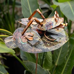 Copper Lily Pad Garden Stake Image 2