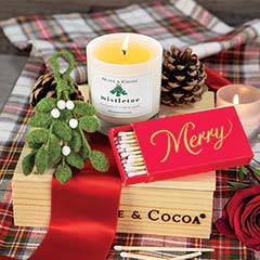 Olive & Cocoa Mistletoe Candle & Ornament Set Image 1