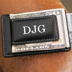 Monogrammed Leather Money Clip Image 1